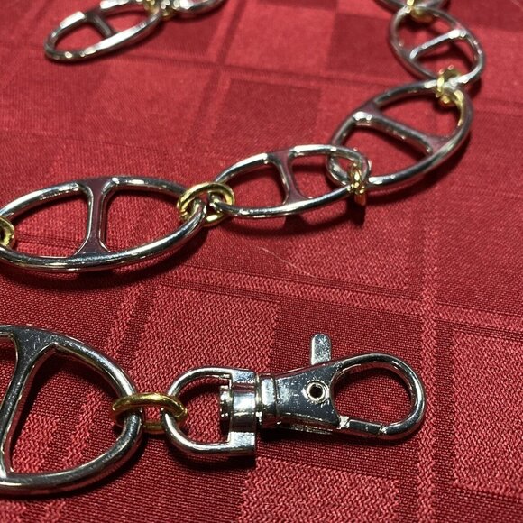 Women's Metal Link Belt Oblong Silver Links, Small Gold Round Links UNBRANDED - Picture 2 of 4